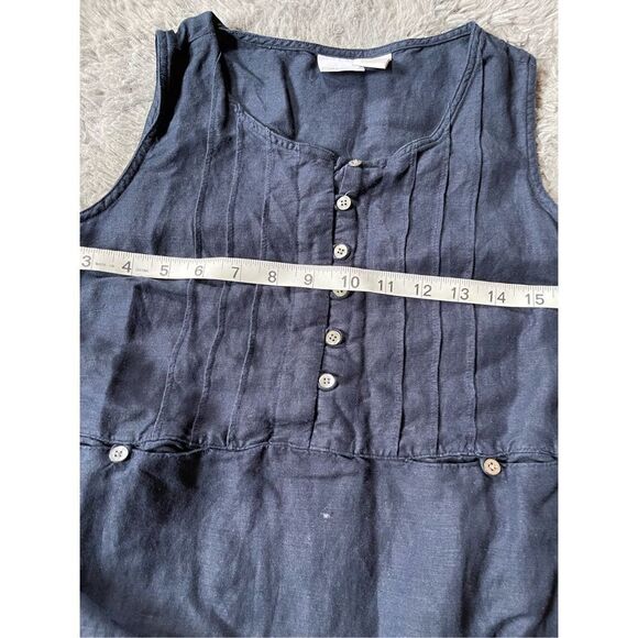 Vintage 90s‎ linen blend navy midi dress size medium - Picture 8 of 8